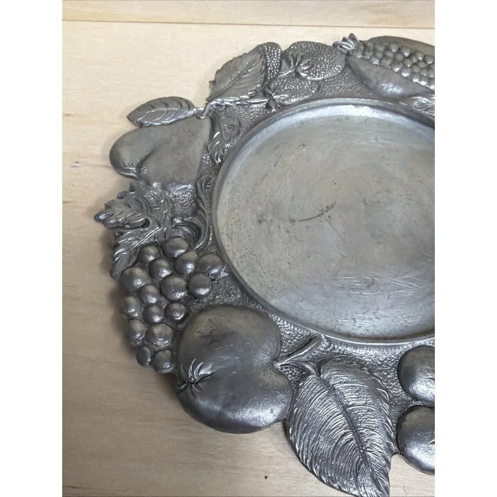 Fruit Pewter‎ Wine Coaster Plate Candle Holder Italy